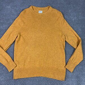 J. Crew Rugged Merino Sweater Women's Large Mustard Yellow Orange Crewneck Wool